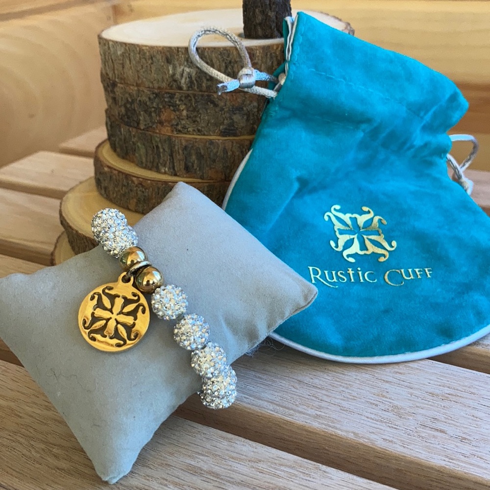 Rustic Cuff sparkly white bracelet